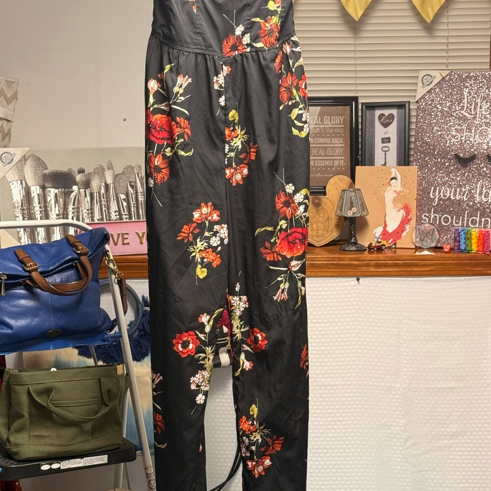 Romper: Band of Gypsies Black Floral Jumpsuit